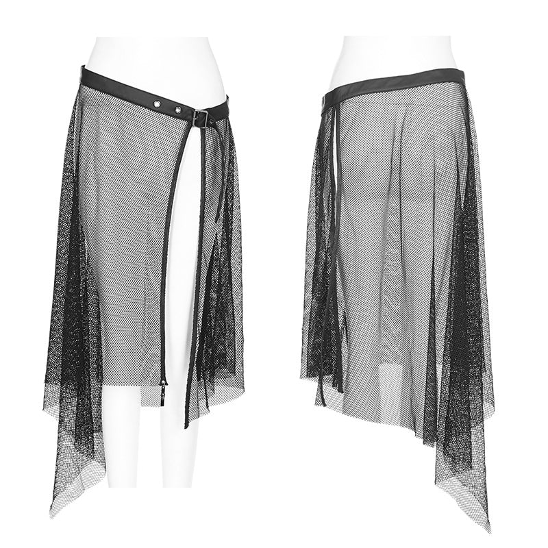 Women Perspective Mesh Leather Waist Belt Personality Punk Accessories - Image 4