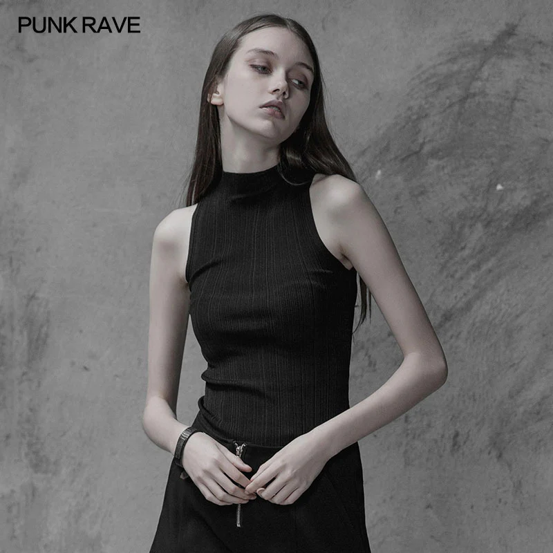 Womens Sexy Cross Thin Roping Ice Silk Knitted Punk Vest - Image 2