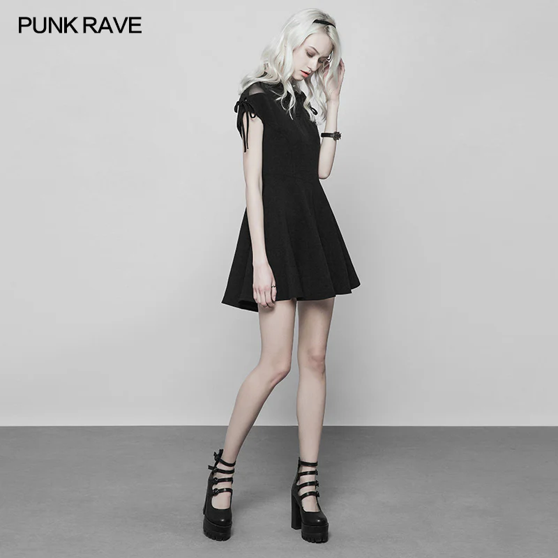 Women's Sexy Gauze Stitching Chiffon Dress With Bow-Knot Detail