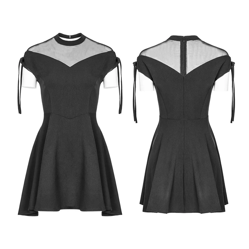 Women's Sexy Gauze Stitching Chiffon Dress With Bow-Knot Detail - Image 2