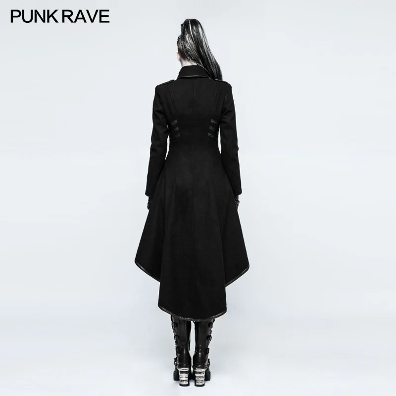 Worsted Long Punk Coat Lapel Collar Military Uniform For Women - Image 3
